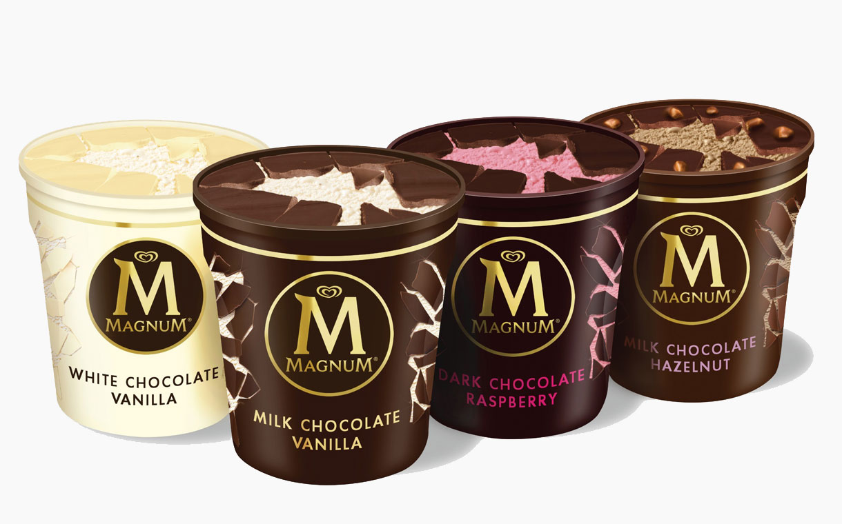 Magnum releases ice cream tubs featuring a chocolate shell