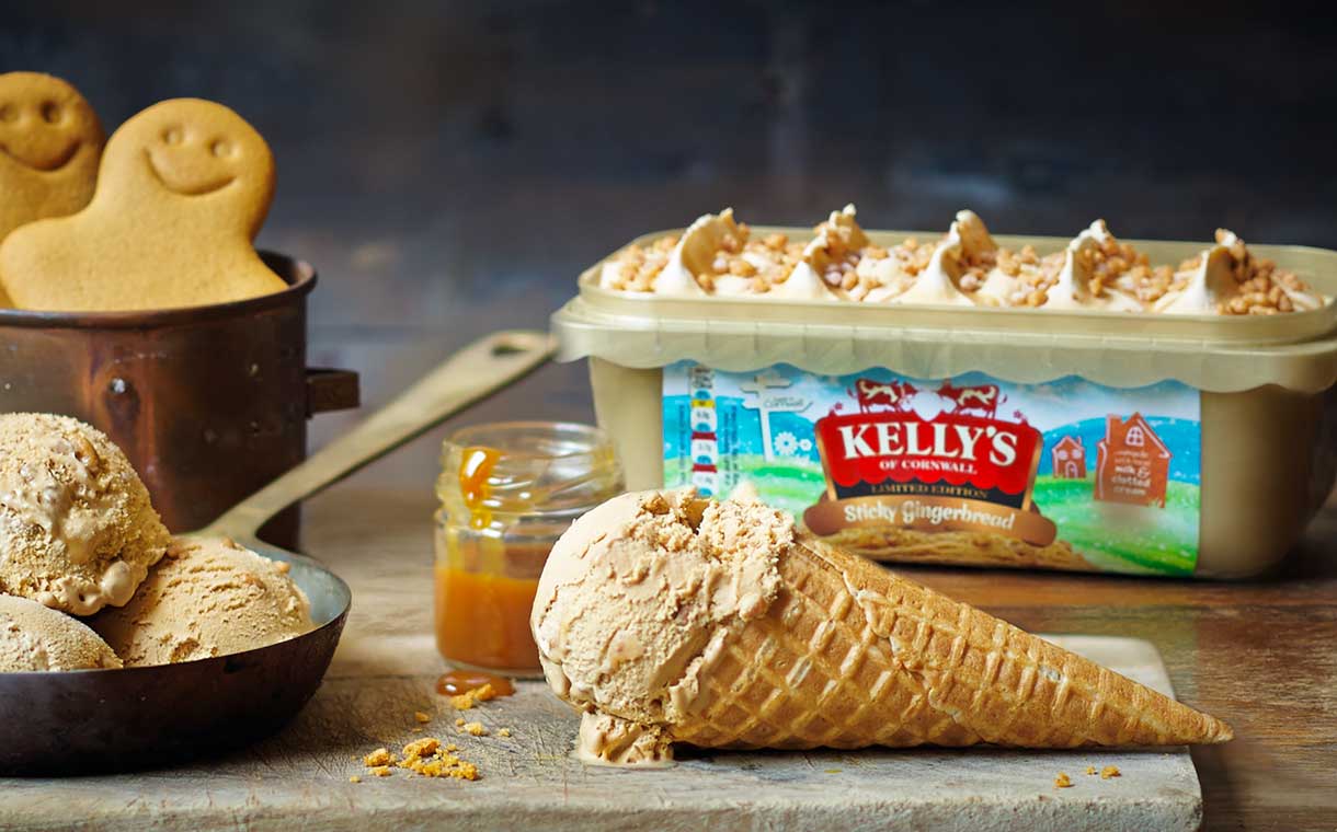 Kelly’s of Cornwall introduces sticky gingerbread ice cream