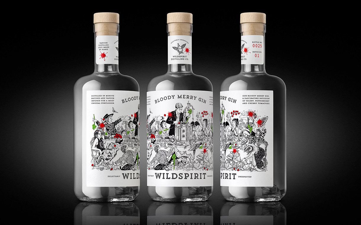 Wildspirit launches Bloody Merry Gin with design by Denomination