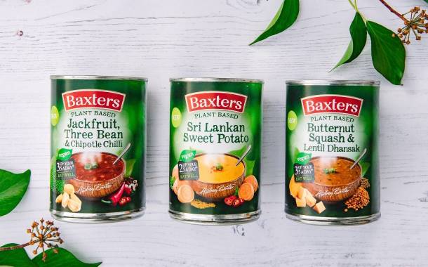 Baxters debuts range of tinned plant-based soups