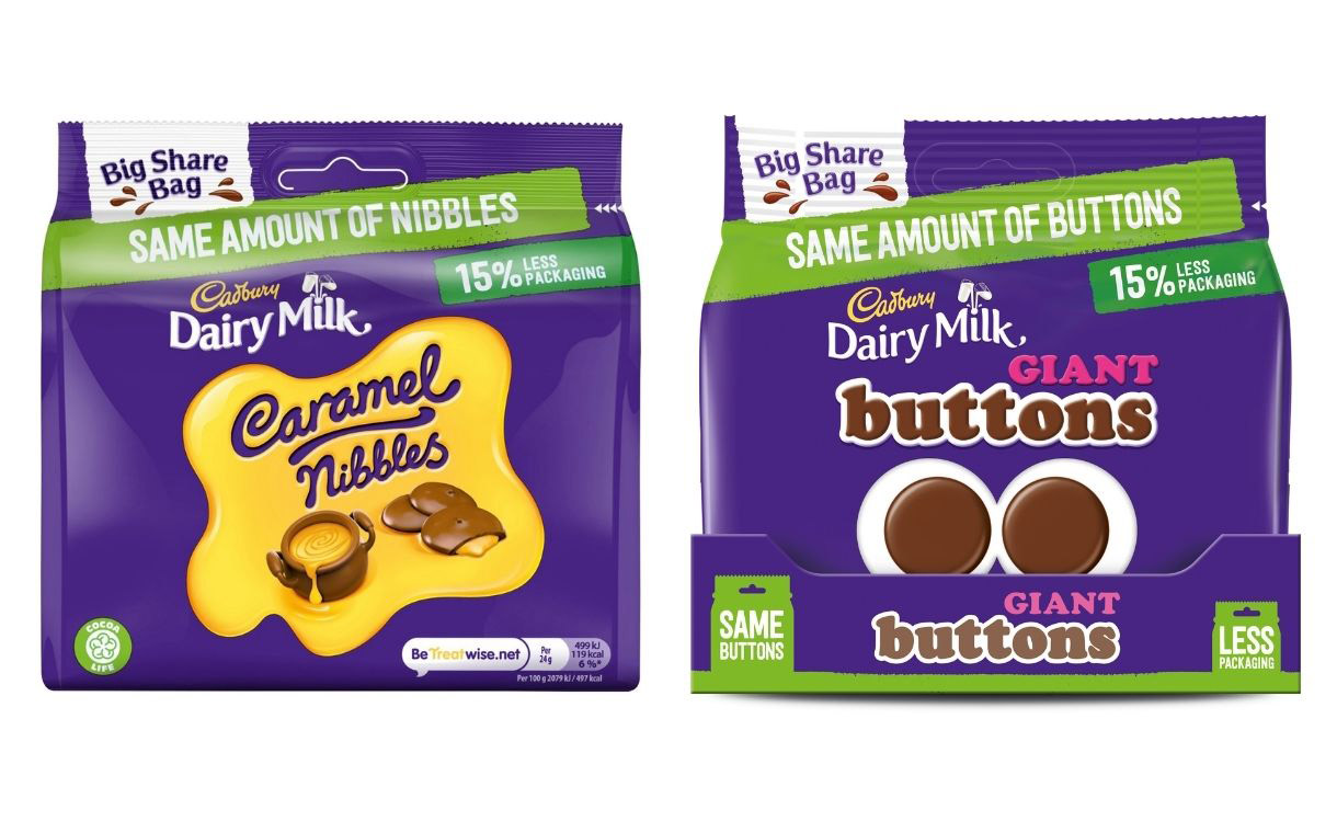 Mondelēz cuts Cadbury share bags packaging by 15%