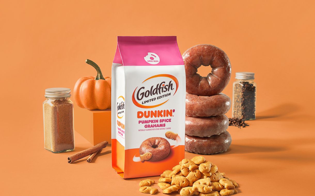 Goldfish and Dunkin' partner on Pumpkin Spice-flavoured crackers